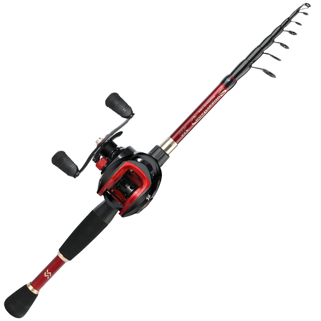 Buy Bait Casting Rod Online | Buy Sougayilang Baitcaster Combo Fishing Rod and Reel Full Set, Ultra Light Baitcasting Fishing Reel for Travel Saltwater Freshwater-Red-Casting-Left-1.8M Online