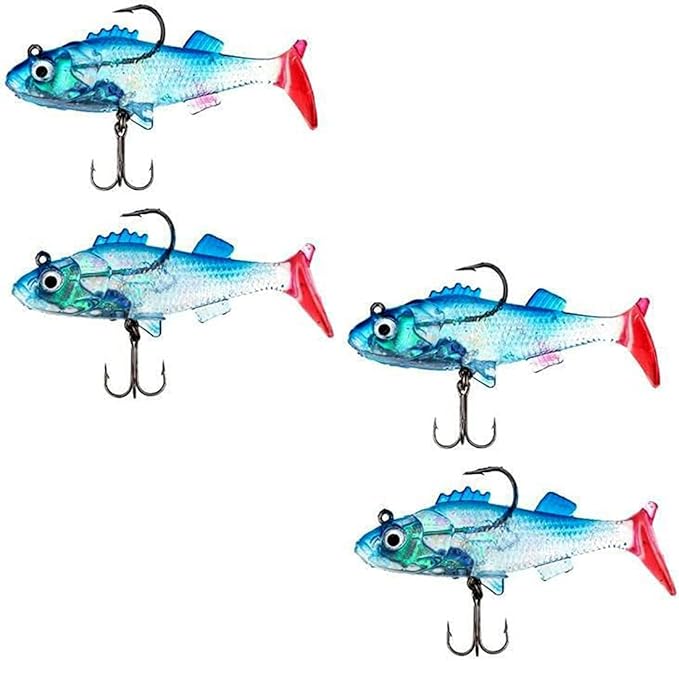 Buy  Fishing Lures Saltwater Silicone Soft Bait Artificial Baits Online | Buy Fishing Lures Saltwater Silicone Soft Bait Artificial Baits, Fishing Spoon Double Hook Pack of 4 Online