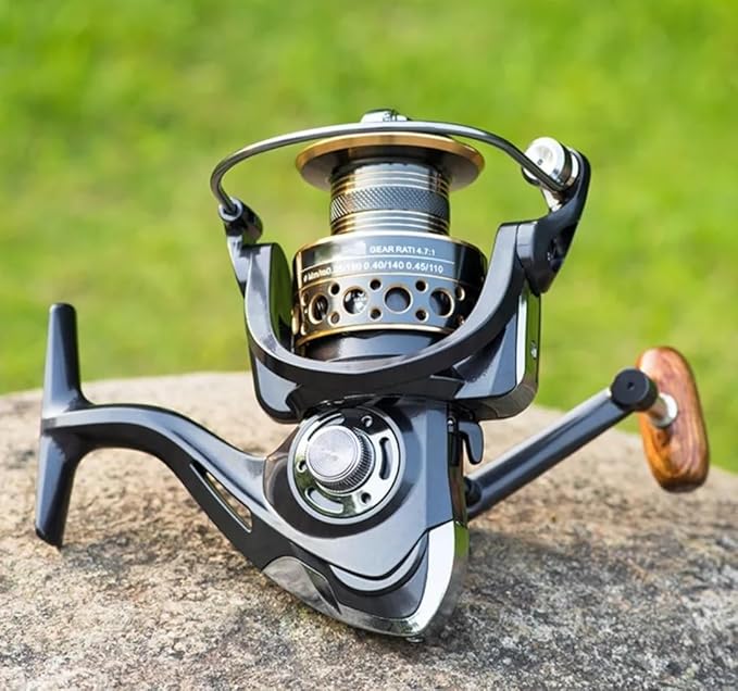 Buy Spinning Reel Online | Buy Spinning Reel for Fishing - 13+1 BB, Metal Body Reel with Smooth Gear Ratio and Collapsible Wooden Handle for Freshwater, Saltwater, Boat and Rock Fishing Online